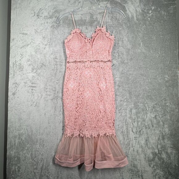 Olive Tree Dress Juniors Medium Pink Lace Tulle Mermaid Dress Fairy Balletcore - Picture 2 of 9